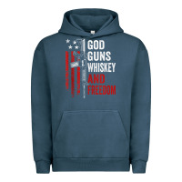 Pigment Midnight Navy God Guns Whiskey Freedom - Pro Gun American Flag Guns Arts Characters Urban Hoodie - maiPhamDesign