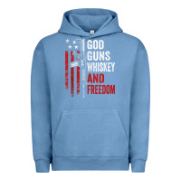Pigment Pebble Blue God Guns Whiskey Freedom - Pro Gun American Flag Guns Arts Characters Urban Hoodie - maiPhamDesign
