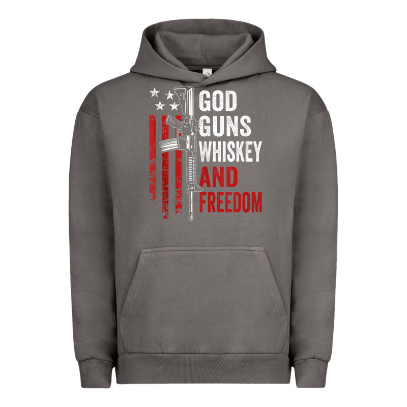 God Guns Whiskey Freedom - Pro Gun American Flag Guns Arts Characters Urban Hoodie by maiPhamDesign | Teevron