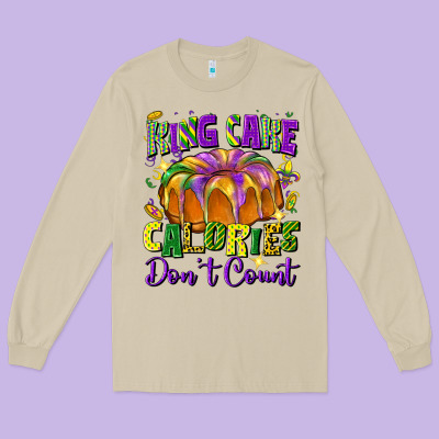 King Cake Calories Don't Count Long Sleeve Tee Designed By Fadigitalartstudio