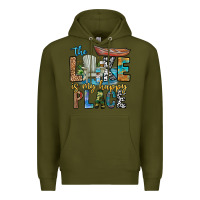Army Green the lakes my happy place Premium Hoodie - CowhideDigitalArt