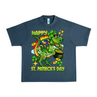 Midnight Navy Happy St. Patrick's Day T-rex Urban Heavy Tee - CowGirlArtShop