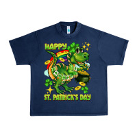 Navy Happy St. Patrick's Day T-rex Urban Heavy Tee - CowGirlArtShop