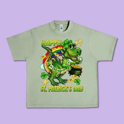 Happy St. Patrick's Day T-rex Urban Heavy Tee Designed By Cowgirlartshop