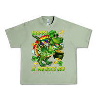 Oil Green Happy St. Patrick's Day T-rex Urban Heavy Tee - CowGirlArtShop