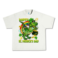 Pistachio Happy St. Patrick's Day T-rex Urban Heavy Tee - CowGirlArtShop
