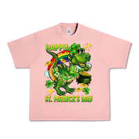 Salmon Happy St. Patrick's Day T-rex Urban Heavy Tee - CowGirlArtShop