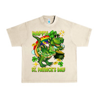 Sandshell Happy St. Patrick's Day T-rex Urban Heavy Tee - CowGirlArtShop