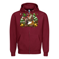 Burgundy christmas donkey candy house Zipper Hoodie - BarkalooDesign