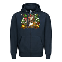 Navy christmas donkey candy house Zipper Hoodie - BarkalooDesign