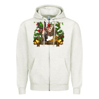 Oatmeal Heather christmas donkey candy house Zipper Hoodie - BarkalooDesign