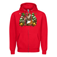 Red christmas donkey candy house Zipper Hoodie - BarkalooDesign