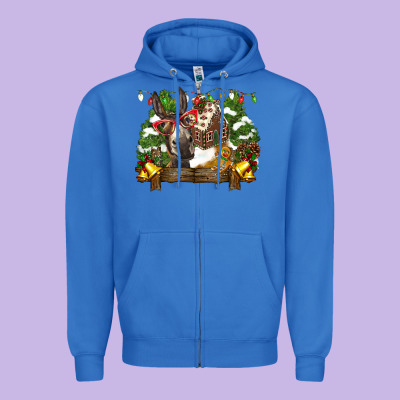 Christmas Donkey Candy House Zipper Hoodie Designed By Barkaloodesign