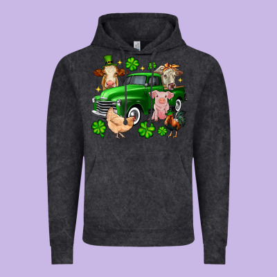 St. Patrick's Farm Animal Truck Vintage Hoodie Designed By Oliviacreatesart