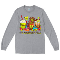 Heather Grey It's Game Day Y'all Softball Coffee Cups Long Sleeve Tee - FaDigitalArtStudio