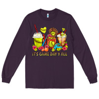 Plum It's Game Day Y'all Softball Coffee Cups Long Sleeve Tee - FaDigitalArtStudio