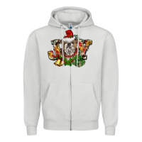 Dove Grey Christmas joy english bulldog Zipper Hoodie - BarkalooDesign