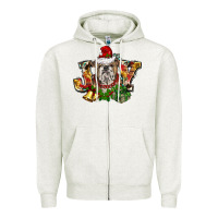 Oatmeal Heather Christmas joy english bulldog Zipper Hoodie - BarkalooDesign