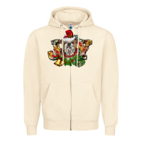 Sandshell Christmas joy english bulldog Zipper Hoodie - BarkalooDesign