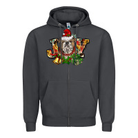 Smoke Christmas joy english bulldog Zipper Hoodie - BarkalooDesign
