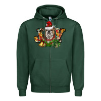 Sports Green Christmas joy english bulldog Zipper Hoodie - BarkalooDesign