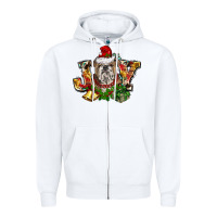 White Christmas joy english bulldog Zipper Hoodie - BarkalooDesign