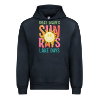 Navy boat waves sun rays lake days Urban Hoodie - JahusDesignShop