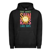 Pigment Black boat waves sun rays lake days Urban Hoodie - JahusDesignShop