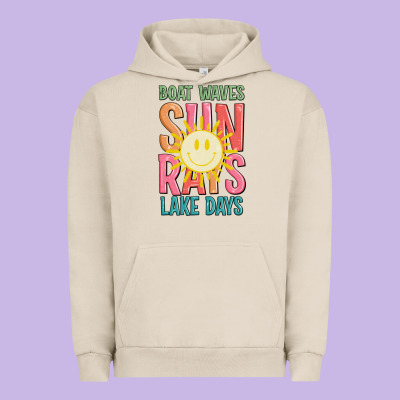 Boat Waves Sun Rays Lake Days Urban Hoodie Designed By Jahusdesignshop