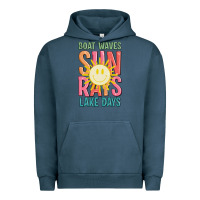 Pigment Midnight Navy boat waves sun rays lake days Urban Hoodie - JahusDesignShop