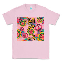 Bubblegum Pink peace love hippie daisy Classic Tee - TumblerDesignByShophia