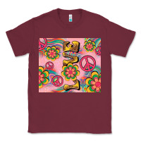 Burgundy peace love hippie daisy Classic Tee - TumblerDesignByShophia
