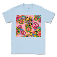 Dusty Blue peace love hippie daisy Classic Tee - TumblerDesignByShophia