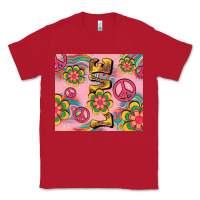 Red peace love hippie daisy Classic Tee - TumblerDesignByShophia