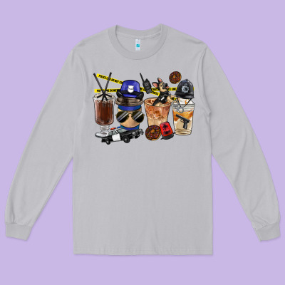 Police Coffee Cups Long Sleeve Tee Designed By Fadigitalartstudio