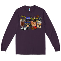 Plum Police Coffee Cups Long Sleeve Tee - FaDigitalArtStudio