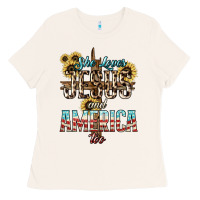 She Loves Jesus And America Too Sunflower Ladies Tee | Teevron