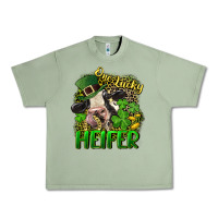 Oil Green One lucky Heifer Urban Heavy Tee - CowGirlArtShop