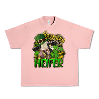 Salmon One lucky Heifer Urban Heavy Tee - CowGirlArtShop
