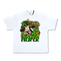 White One lucky Heifer Urban Heavy Tee - CowGirlArtShop