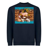 Navy western farm cow pig rooster chick farm chicken barn Heavyweight Sweatshirt - Artiststas