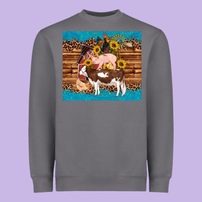 Western Farm Cow Pig Rooster Chick Farm Chicken Barn Heavyweight Sweatshirt Designed By Artiststas