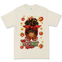 Bone one merry mama christmas afro messy bun Premium Tee - texasbilliewilder