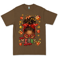 Cacao one merry mama christmas afro messy bun Premium Tee - texasbilliewilder