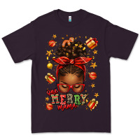 Plum one merry mama christmas afro messy bun Premium Tee - texasbilliewilder