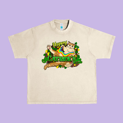 St. Patrick's Day Cat Urban Heavy Tee Designed By Howdyjamesfarm
