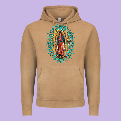 Our Lady Of Guadalupe Gemstone Sunflowers Vintage Hoodie Designed By Fadigitalartstudio