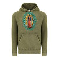 Vintage Olive Our Lady Of Guadalupe Gemstone Sunflowers Vintage Hoodie - FaDigitalArtStudio