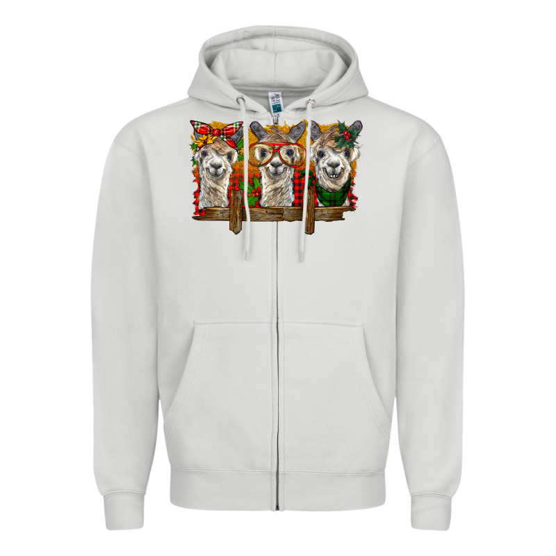 Christmas Alpacas Zipper Hoodie by BarkalooDesign | Teevron