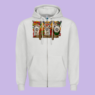 Christmas Alpacas Zipper Hoodie Designed By Barkaloodesign